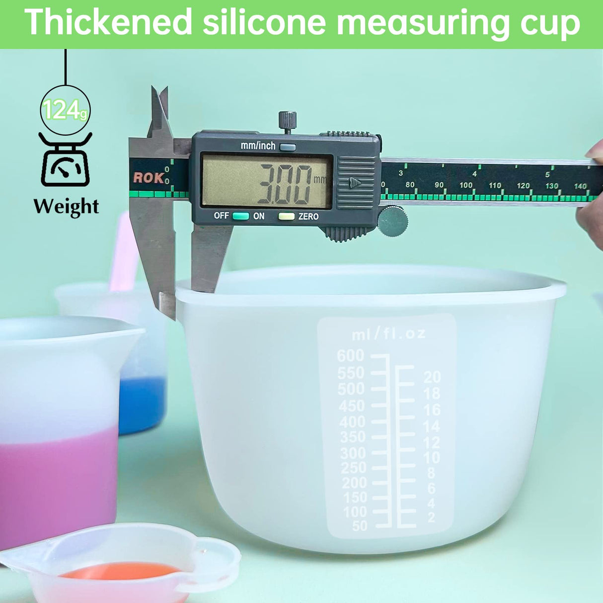 Silicone Measuring Cups Kit for Resin, Epoxy Supplies Set with 600ml, 250ml & 100ml Silicone Cups, Reusable Resin Supplies Cups with Silicone Mat, Sjubaopen