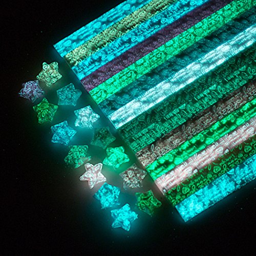 Yeooyoor Origami Stars Papers Package DIY Paper, 600 Sheets - 20 Colors (Glows in the Dark) Yeooyoor