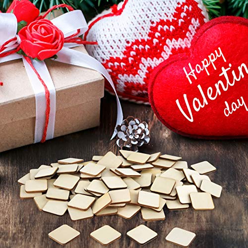 Coopay 600 Pieces Unfinished Wooden Square Blank Natural Wood Slices Wooden Cutout Tiles for DIY Crafts, Painting, Wedding, and Home Decoration, 1 Coopay
