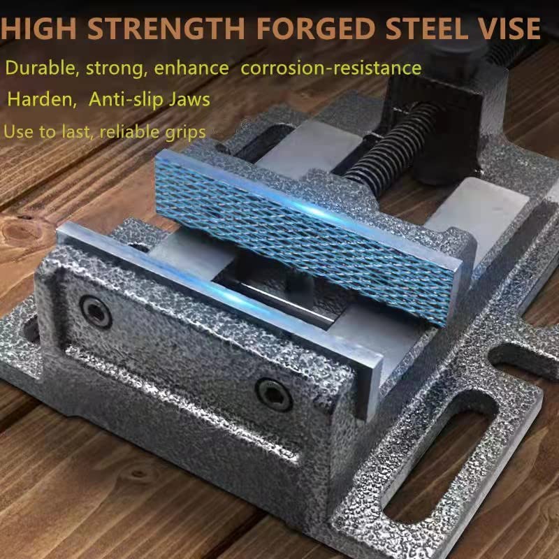 Drill Press Vise, 3'' Jaw Capacity, Quick Release Clamp-on Vise Ultimate Durability, Slotted Base Drill Press Vice for Woodwork, Low Profile Drill TRUSBEE