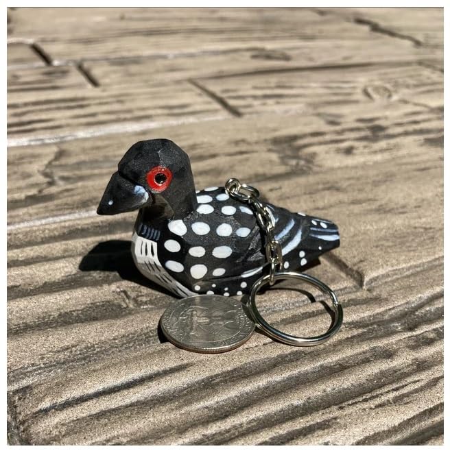 Selsela White Goose Keychain Bird Ring Hook Clip Charm Miniature Wood Mini Figurine Small Animal Selsela