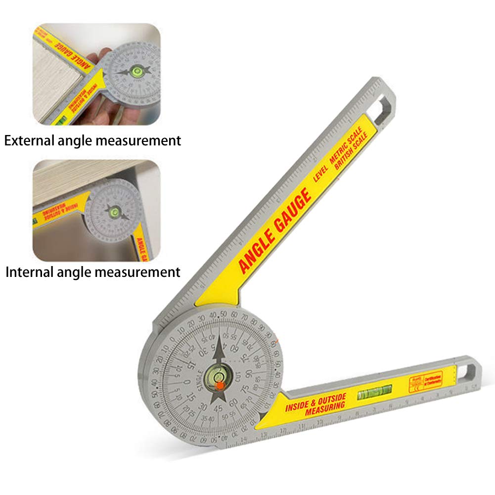 Miter Saw Protractor Angle Ruler, 360 Degree Measure Tool,Angle Finder Gauge with High Accuracy Bubble Level for Carpenters and All Building Trades AUSDTOOLS