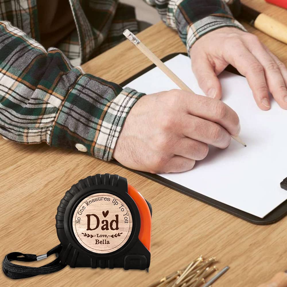 ALICESER Personalized Tape Measure for Dad, Customized Engraved Measuring Tape, Fathers Day Retractable Tape Measure Tool Gifts for Dad, No One ALICESER
