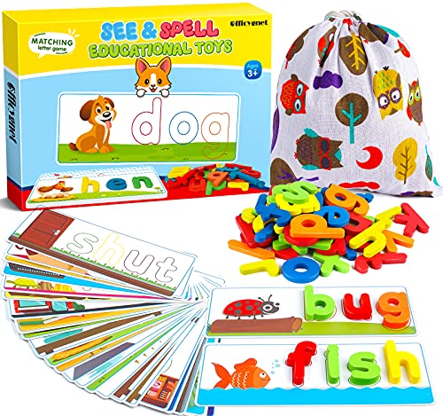 Officygnet See & Spell Learning Educational Toys and Gift for 3 4 5 6 Years Old Boys and Girls - Matching Letter Game for Preschool Kids - 80 Pcs of Officygnet