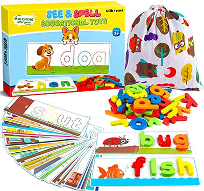 Officygnet See & Spell Learning Educational Toys and Gift for 3 4 5 6 Years Old Boys and Girls - Matching Letter Game for Preschool Kids - 80 Pcs of
