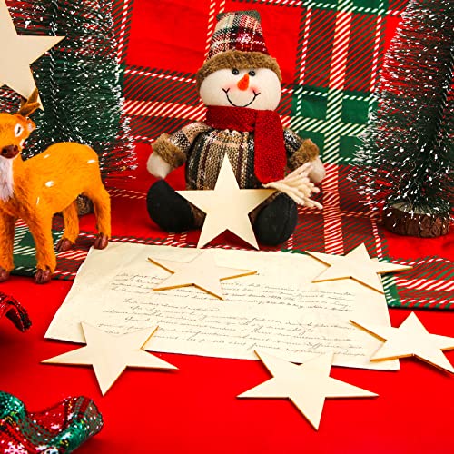 SAVITA 20pcs Wooden Stars for Craft Blank Unfinished Wooden Stars Ornaments Wooden Star for Writing and Painting for Christmas Festival Decor SAVITA