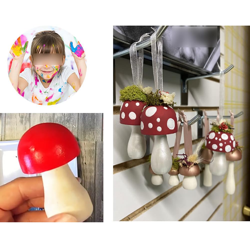 ccHuDE 12 Pcs Unfinished Wooden Mushrooms Unpainted Wood Mushrooms Small Paintable Mushrooms Mini Mushroom Figurines Craft Mushrooms Ornaments ccHuDE