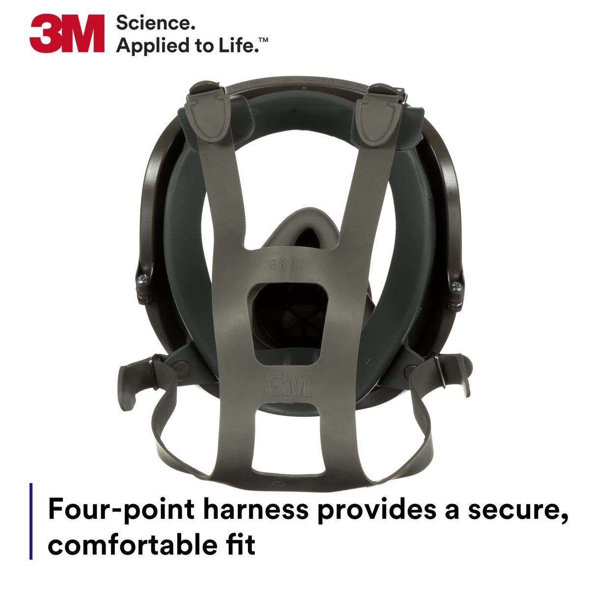3M Full Facepiece Reusable Respirator 6800, NIOSH, Large Lens, ANSI High Impact Eye Protection, Silicone Face Seal, Four-Point Harness, Comfortable 3M