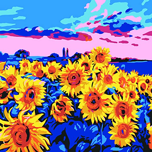 Plaid Sunflower Meadow Modern Kit, 14" x 14" Paint by Numbers for Adults and Kids, Easy-to-Follow DIY Crafts, Art Supplies with A Textured Finish, Plaid