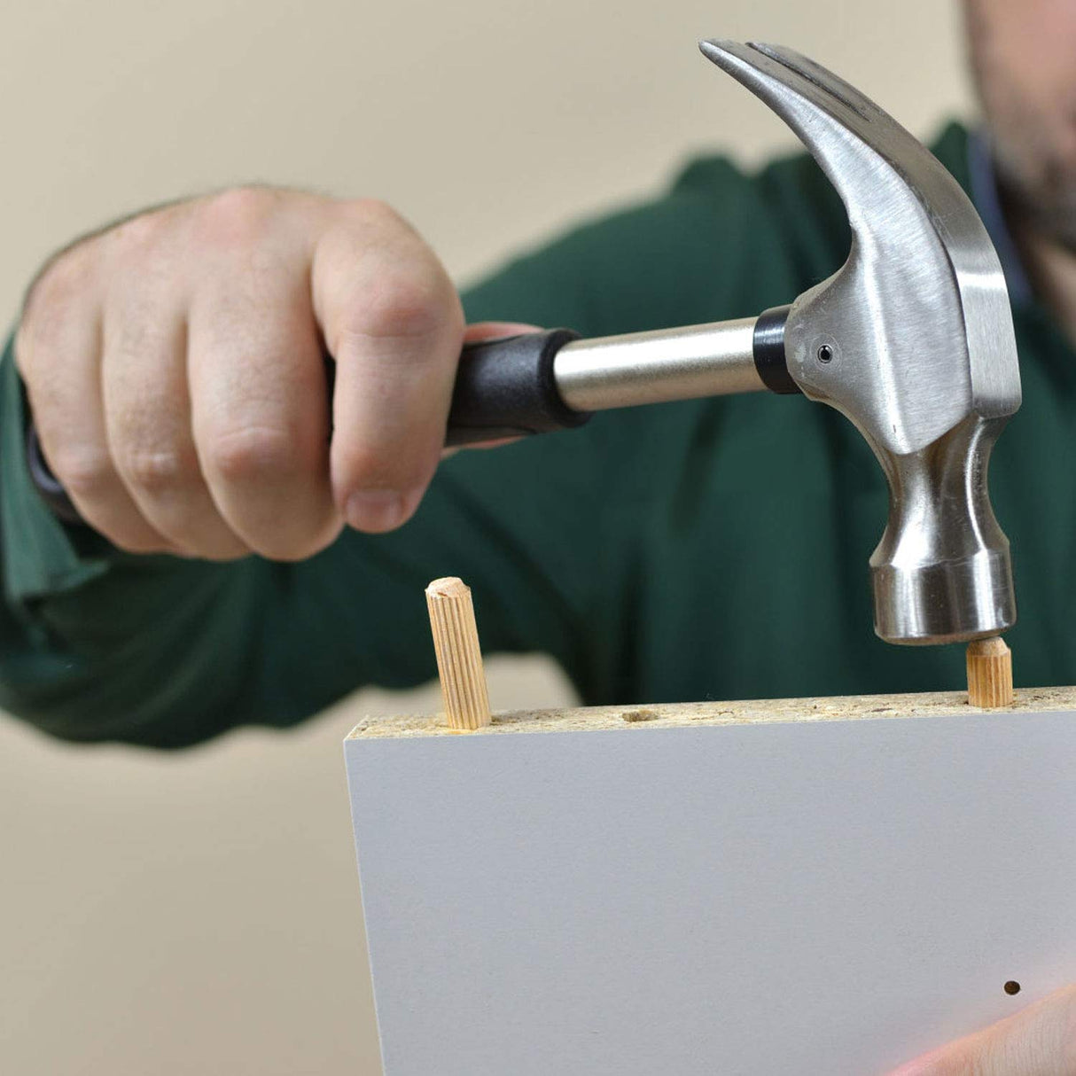 ZOENHOU 1000 PCS 5/16" x 1 1/2" Wooden Dowel Pins, Straight Dowel Rods Made of Hard Wood, Fluted Wood Dowel Plugs with Beveled Ends Tapered for Easy ZOENHOU