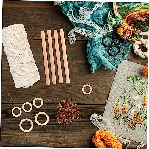 STOBOK 1 Set Tapestry DIY Accessories Macrame Kit Plant Unfinished Wood Circles Macrame Cord Making Craft Foe Adults Macrame Kits for Starter Bead STOBOK