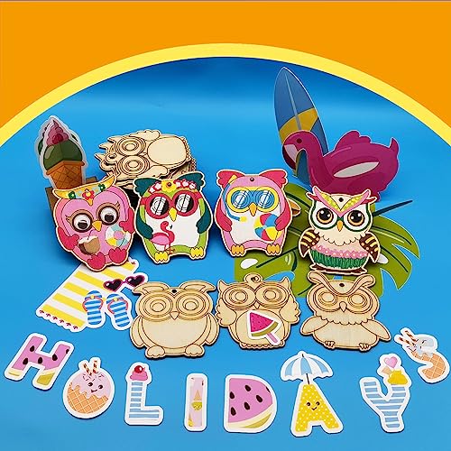 36 Sets Owl Unfinished Wooden Ornaments Craft Make Your Own Owl Blank DIY Owl Cutout Hanging Slices for Kids Xmas Tree Craft Painting All Festival WoodArtSupply