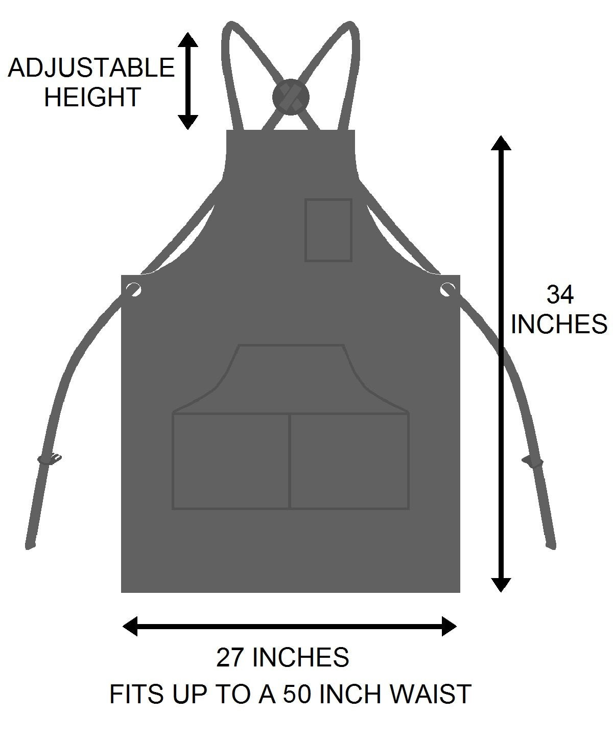 Hudson Durable Goods Adjustable Crossback Denim Apron with Pockets – 34 x 27 In. Chefs Apron with 4 Pockets and Loop Fits Most – Black Denim Apron Hudson Durable Goods