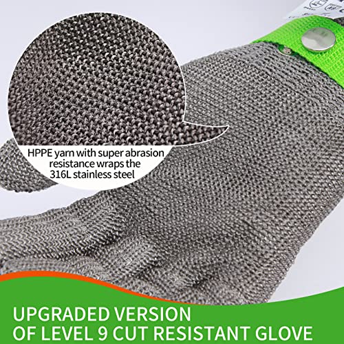Aillary Level 9 Cut Resistant Kitchen Glove,Food Grade,Machine Washable,Stainless Stell Wire Metal Mesh Safety Work Glove for Mandolin,Meat Aillary