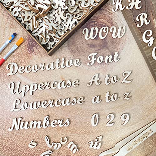 552 Pieces 0.75 Inch Mini Unfinished Wooden Letters Uppercase & Lowercase Unpainted Wooden Numbers Blank Wood Letters Storage for Scrapbooking Crafts Cregugua