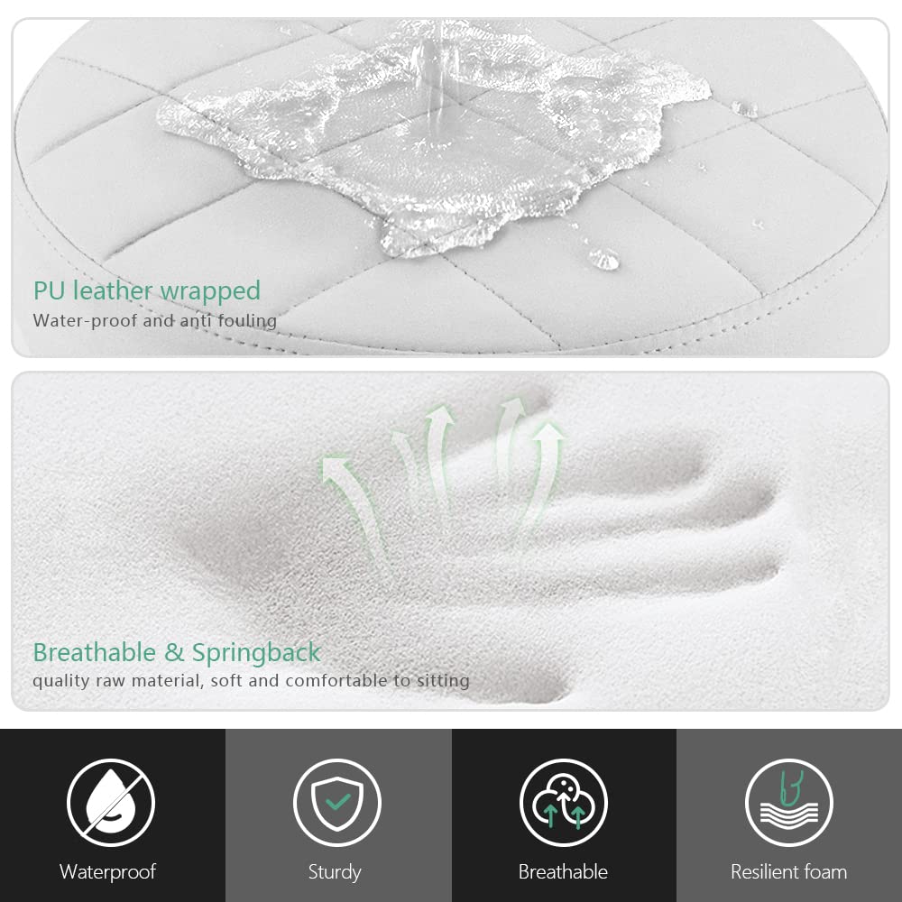 FURWOO Low Roller Seat PU Leather Rolling Stool Step Stool Mechanic Stool on Wheels for Home Office Garage Shop White FURWOO