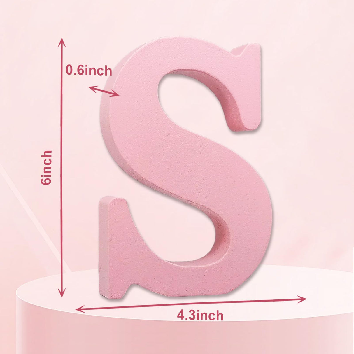 AOCEAN 6 Inch Pink Wood Letters Unfinished Wooden Letters for Wall Decor Decorative Standing Letters Slices Sign Board for Crafts Christmas AOCEAN