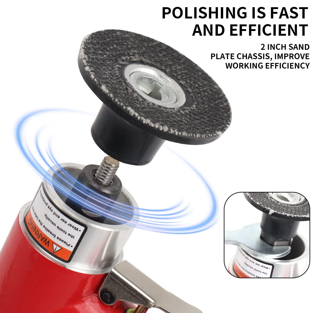 SI FANG 2 Inch Pneumatic Mini Orbital Sander Right Angle Air Die Grinder, Surface Prep Rotary Tool Polisher Kit with Various Quick Change Roll Lock SI FANG