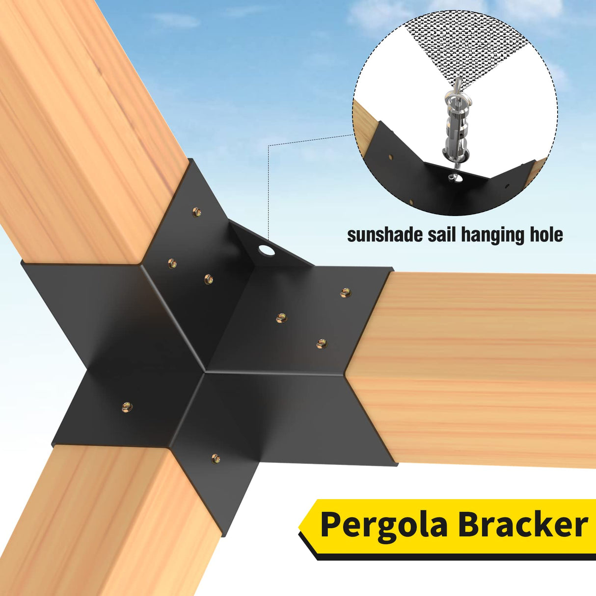 Woodworks Pergola pergola Brackets 3-Way Right Angle Corner Bracket DIY Elevated Wood Stand 4PACK with Screws for 4x4 (Actual: 3.5x3.5 Inch) Lumber Likeem