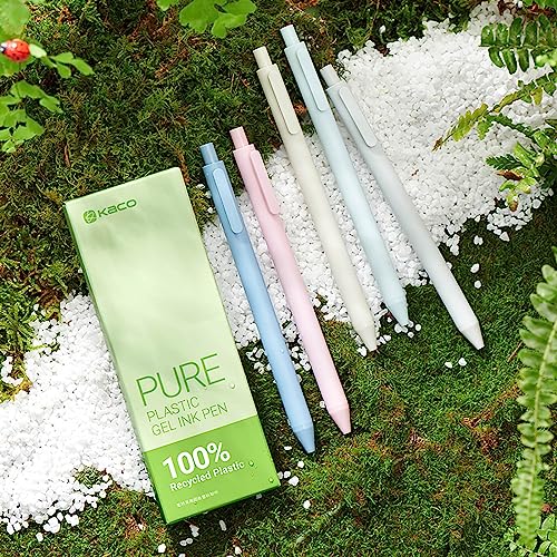 Kaco Eco Friendly Gel Ink Pens 5 Pieces 0.5mm Fine Point Black Ink Pen Set Retractable Office School Supplies Kaco