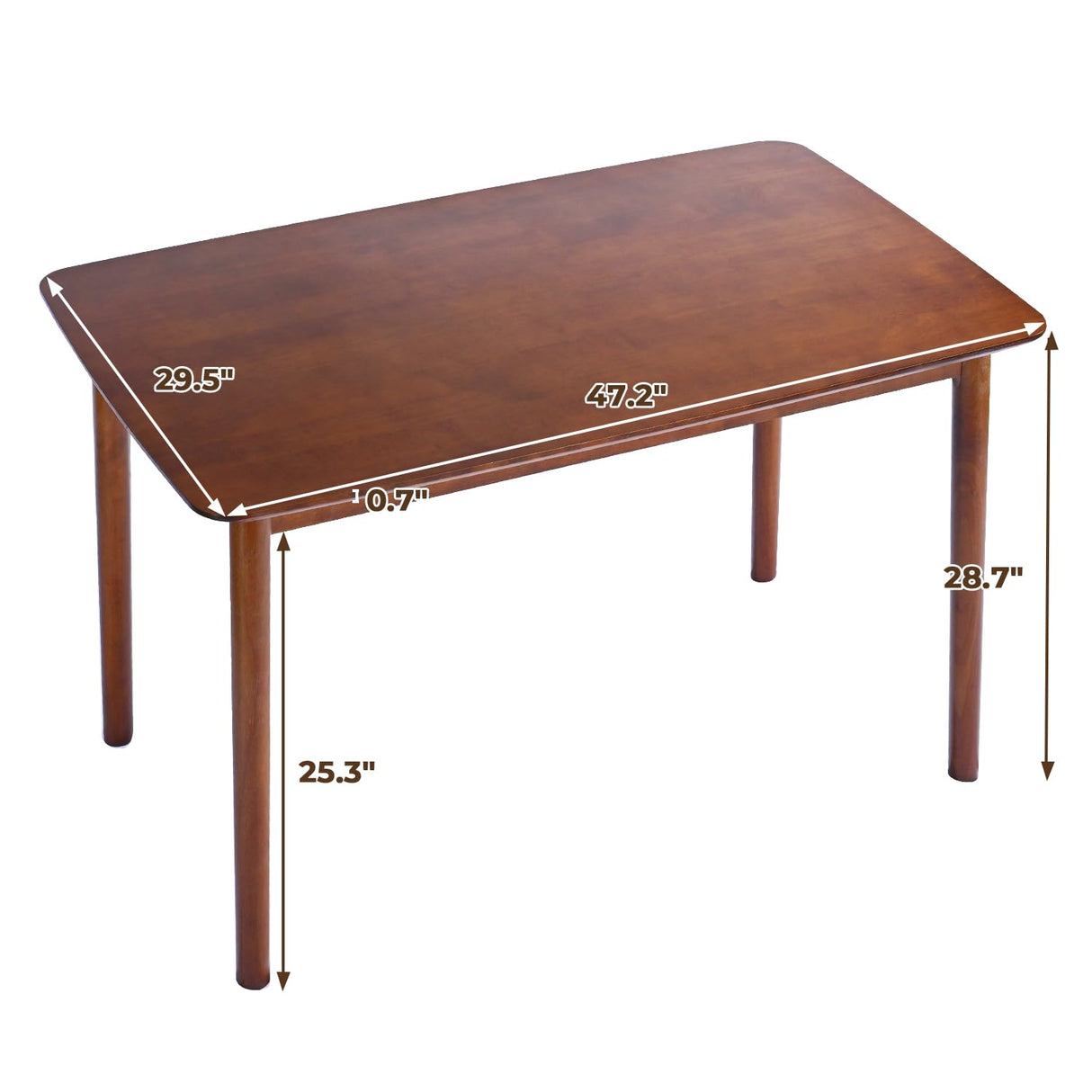 DELAVIN 47.2" Mid Century Modern Kitchen Table,Wood Dining Table, Wooden Kitchen Table, Solid Wood Dining Room Table, Easy Assembly, Walnut DELAVIN