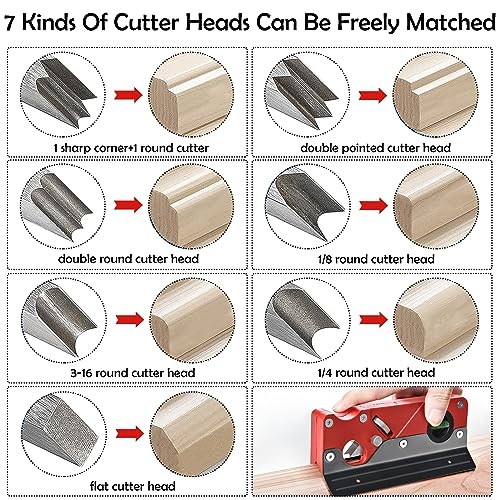 Chamfer Plane, Wood Chamfer Plane with 7 Cutter Heads, Woodworking Edge Corner Flattening Tool with Auxiliary Locator, Woodworking Hand Planer Hesderty