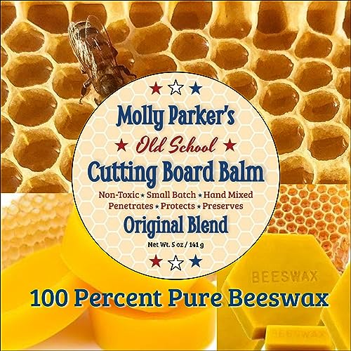 Molly Parker's Old School Cutting Board Balm - Wood Finish - Cutting Board Sealer - Non Toxic - Beeswax - Food Safe - Made in America WoodArtSupply
