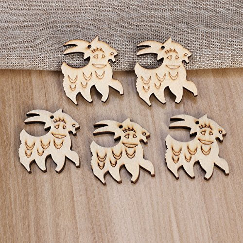 SUPVOX 10Pcs Unfinished Wood Cutout Wooden Goat Shape Natural Wood Pieces for DIY Arts Crafts Projects SUPVOX
