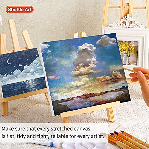 Shuttle Art Stretched Canvas, 20 PCS Value Pack, 5 x 7, 8 x 10 Inches (10 of Each), 100% Cotton, Primed White Canvases for Painting, Stretched Canvas Shuttle Art