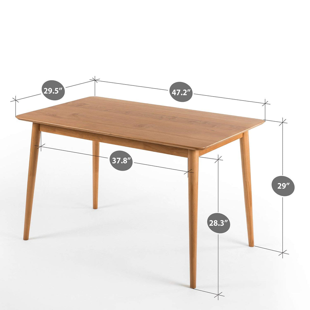 ZINUS Jen 47 Inch Dining Table, Solid Wood Kitchen Desk, Easy Assembly, Natural Brown Zinus