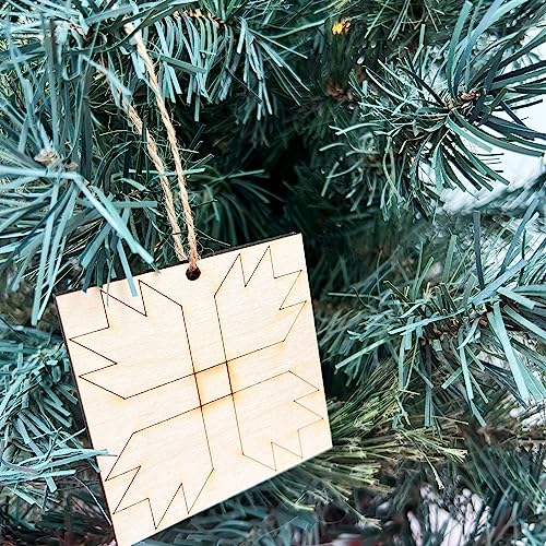 Ornament Barn Quilt Square Design Cutout Unfinished Wood Shape Style, Quilting Blocks (Bear Paw) AVTRBoutique