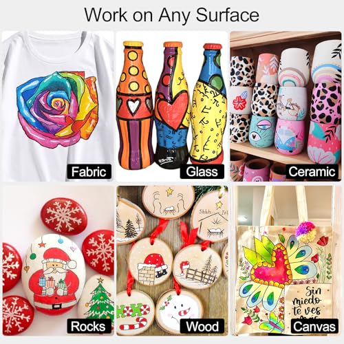 SFAIH Acrylic Paint Markers Paint Pens 24 Colors 2-3mm Medium Tip Paint Markers for Fabric, Canvas, Rock, Glass, Wood, Plastic, DIY Crafts Art SFAIH