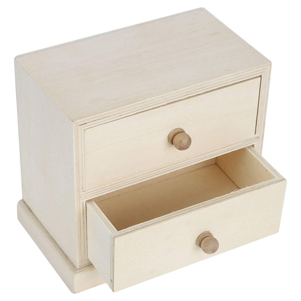 HERCHR Natural Wooden Desktop Organizer, Unfinished Wood Drawer Organizer with 2 Drawers Mini Storage Drawers for Office Desk Organizer, DIY Project HERCHR