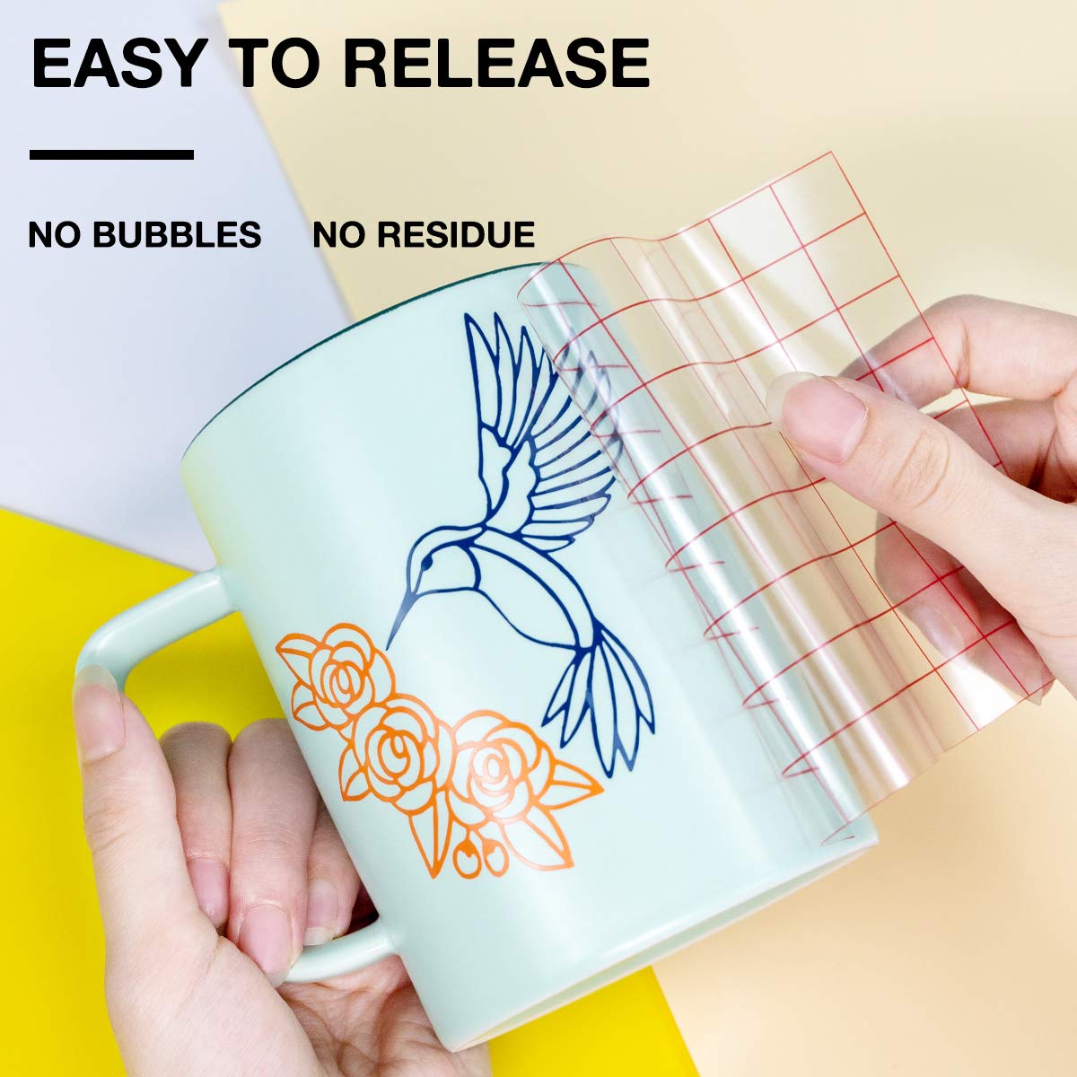 HTVRONT Transfer Tape for Vinyl- 5.5" x 50 FT w/Red Alignment Grid for Cricut Joy and Cricut Adhesive Vinyl, Silhouette Cameo Transfer Paper for HTVRONT