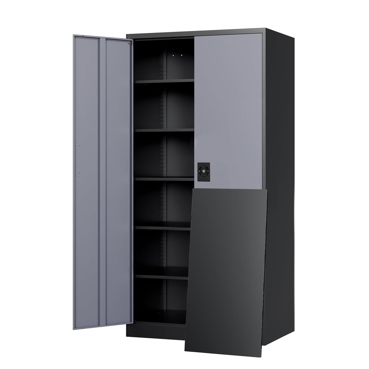 Yizosh Metal Garage Storage Cabinet with Lock, 71" Locking Tool Cabinet with 2 Doors and 5 Shelves, Tall Steel Cabinet for Garage, Heavy Duty File Yizosh