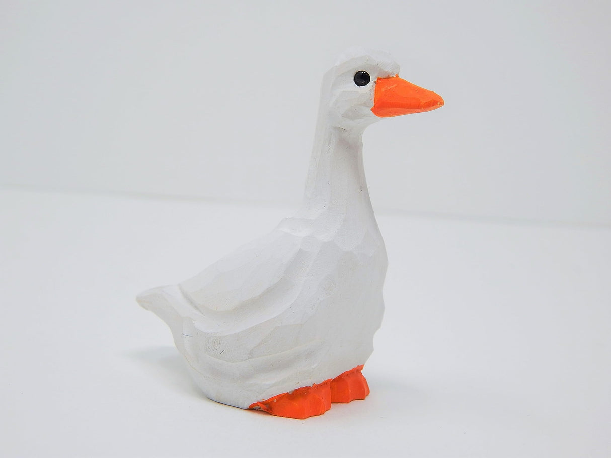 Selsela White Goose Keychain Bird Ring Hook Clip Charm Miniature Wood Mini Figurine Small Animal Selsela