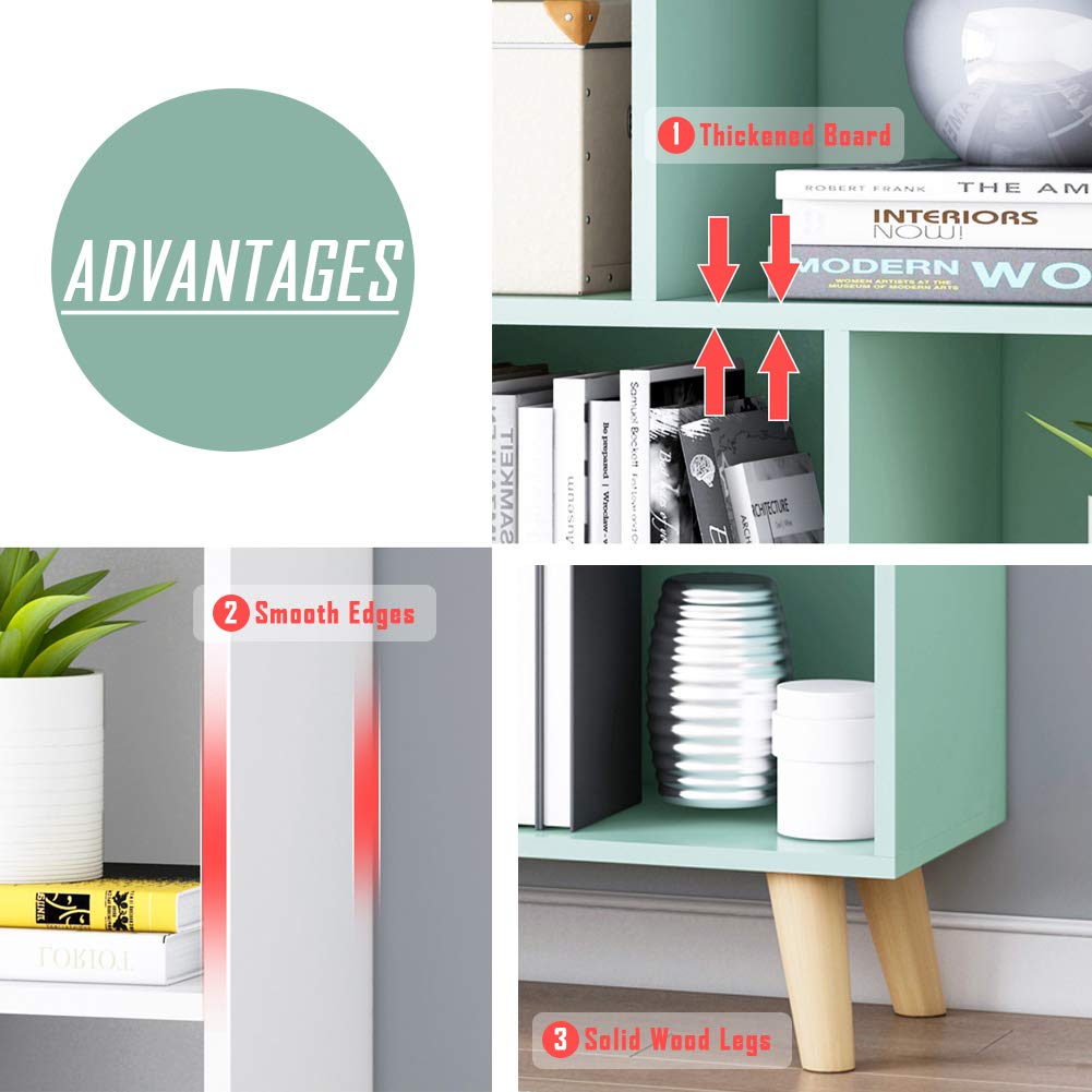 IOTXY Nordic Minimalist 3-Tier Wooden Open Shelf Bookcase in Warm White IOTXY