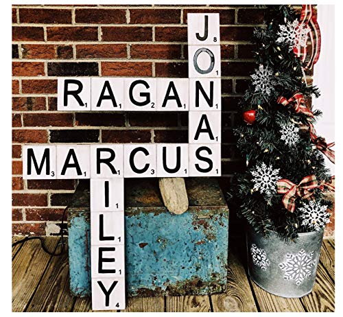 ilauke Scrabble Tiles for Crafts & 5x5 Blank Wood Square, Perfect for Wall Decor, Farmhouse Style, Scrabble Pieces, Wooden Letters (26 Large Scrabble ilauke