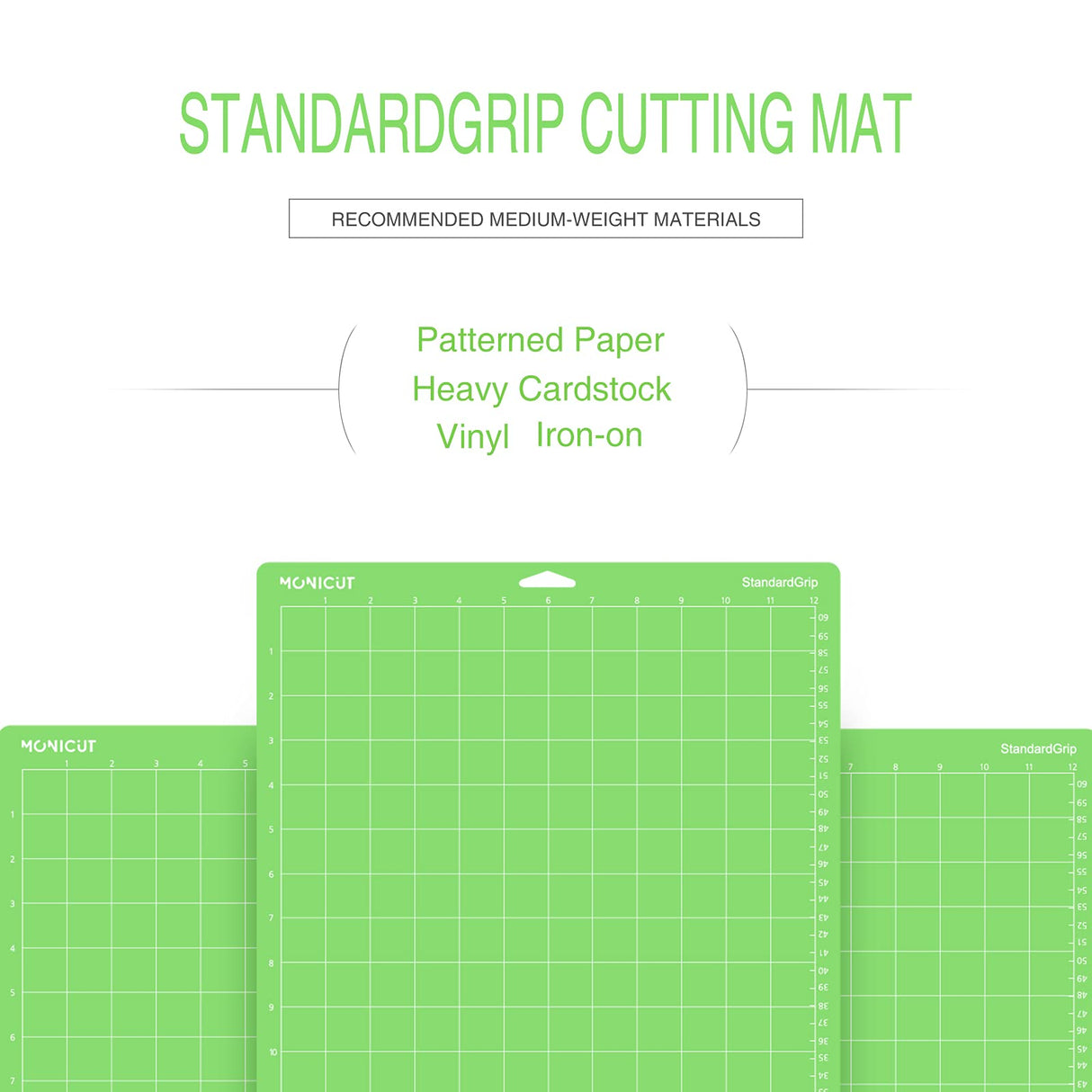 Monicut 12x24 Standardgrip Cutting Mat for Cricut Maker 3/Maker/Explore 3/Air 2/Air/One, 3 Pcs Non-Slip Flexible Cutting Mats for Crafts, Quilting, MONICUT