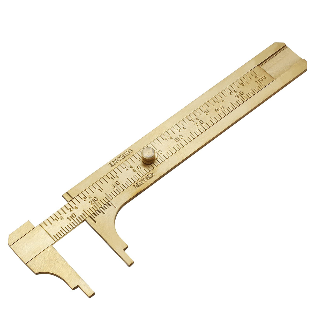 Kyuionty Brass Pocket Vernier Caliper Ruler, Sliding Gauge Mini Vernier Caliper Double Scales MM/Inch Measuring Tool (100mm) Kyuionty
