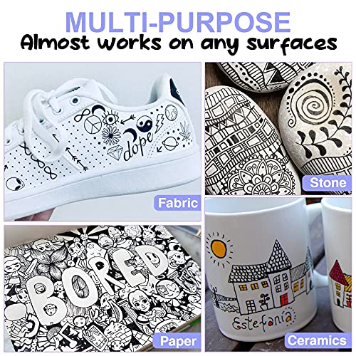 Black Paint Pen Acrylic Marker: 8 Pack 0.7mm black Paint Marker, Paint Markers for Metal, Art, Wood, Black Paper, Plastic, Ceramic, Metallic, Rock AKARUED