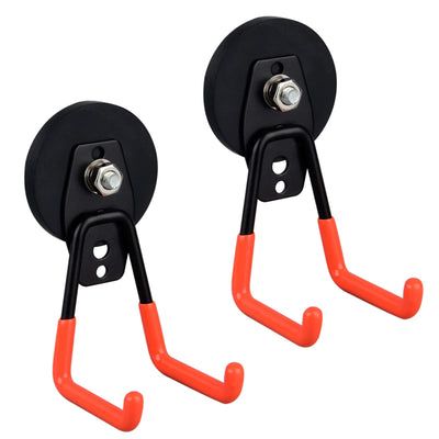 ULIBERMAGNET Heavy Duty Magnetic Garage Hooks,Strong Large Magnet Hooks for Power Drill,Garden Tools, Hose,Pegboard,Garage, Workshop,2 Pack Magnetic