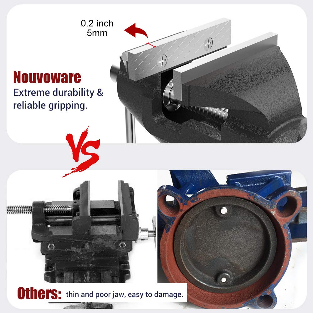 Nuovoware Table Vise 3 Inch, 360Β° Swivel Base Universal Home Vise Portable Bench Clamp, Clamp-on Vise Bench Clamps Fixed Tool for Woodworking, Nuovoware