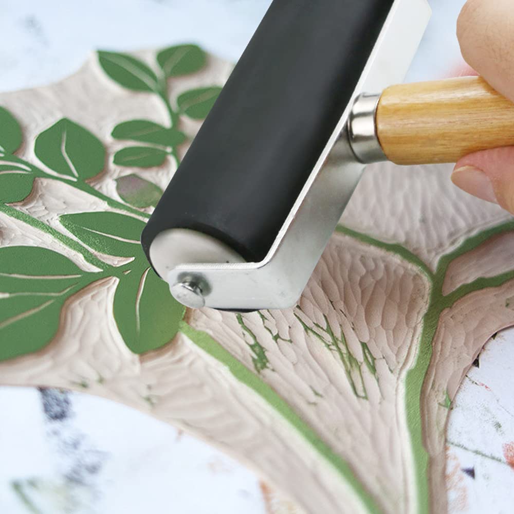 YEXPRESS 3 PCS Rubber Brayer Roller, Rollers Hard Rubber, Vinyl Roller for Printmaking, Wallpapers Stamping Gluing Application, 1.4, 2.4 and 4 Inch YEXPRESS