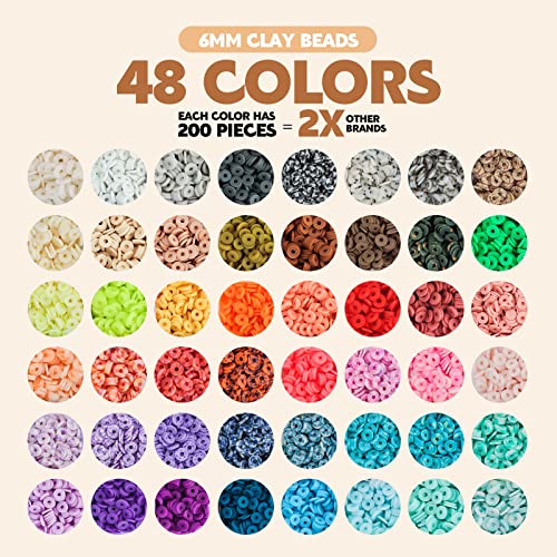 Pizooro Clay Beads 3 Boxes Bracelet Making Kit, 10500pcs Beads for Jewelry Making, Round Letter Beads with Charm and Elastic Strings, Friendship Pizooro