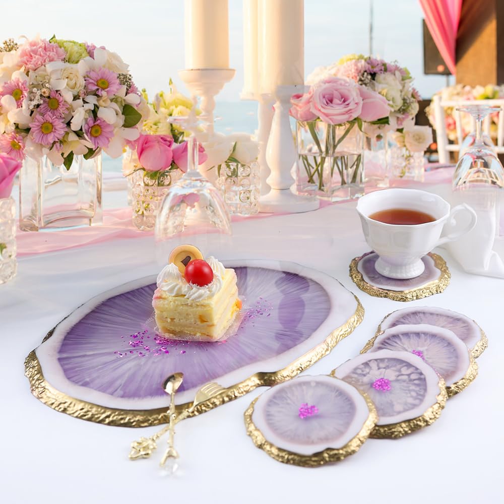 Resin Tray Molds,Large Silicone Tray Molds with 4Pcs Coaster Molds for Epoxy Resin,Oval Tray Molds for Resin Casting, DIY Resin Crafts Home SIMEIQI