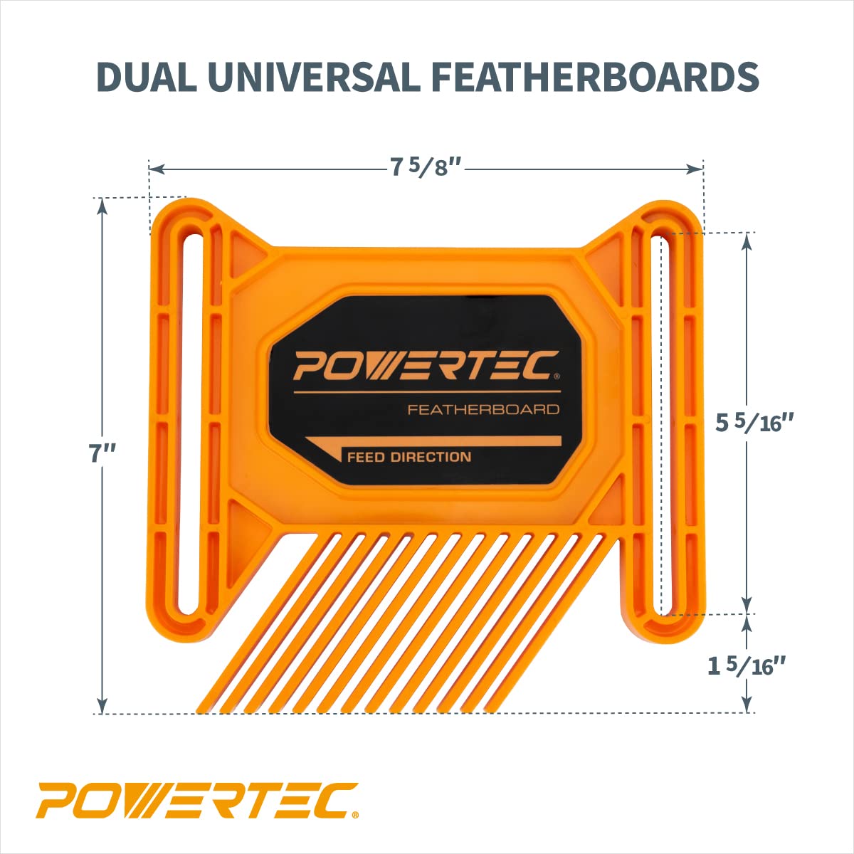 POWERTEC 71551 Safety Kit - Featherboard, Push Block and Push Stick, 3PK POWERTEC