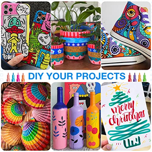 JR.WHITE Acrylic Paint Pens Paint Markers Set of 24: Extra Fine Point Acrylic Markers For Rock Painting Wood Glass Fabric Ceramic For Adults Kids Art JR.WHITE