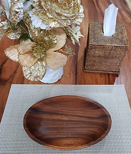 WRIGHTMART Acacia Wood Oval Bowl, Handmade, Rustic Server for Foods, Salads, Fruits, Bread - Dining Table & Kitchen Counter Décor - Entryway Key & WRIGHTMART