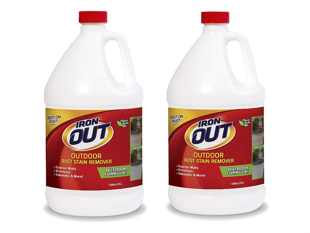 Iron OUT Liquid Rust Stain Remover, Pre-mixed, Quickly Removes Rust Stains from Concrete, Vinyl and Other Outdoor Surfaces, No Scrubbing, Safe to Iron OUT